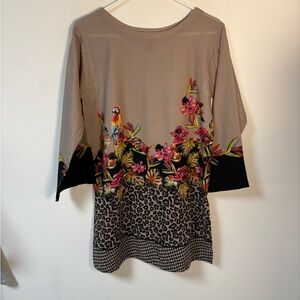 Pret Womens TropicalFloralBold Leopard Print Dress Cotton Blend Size 6